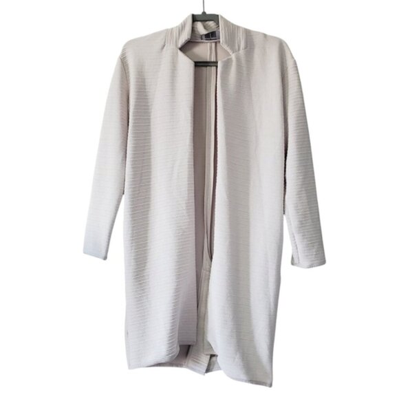 T Tahari Ribbed Minimalist Neutral Long Lined Blazer Coat XS - Picture 2 of 9